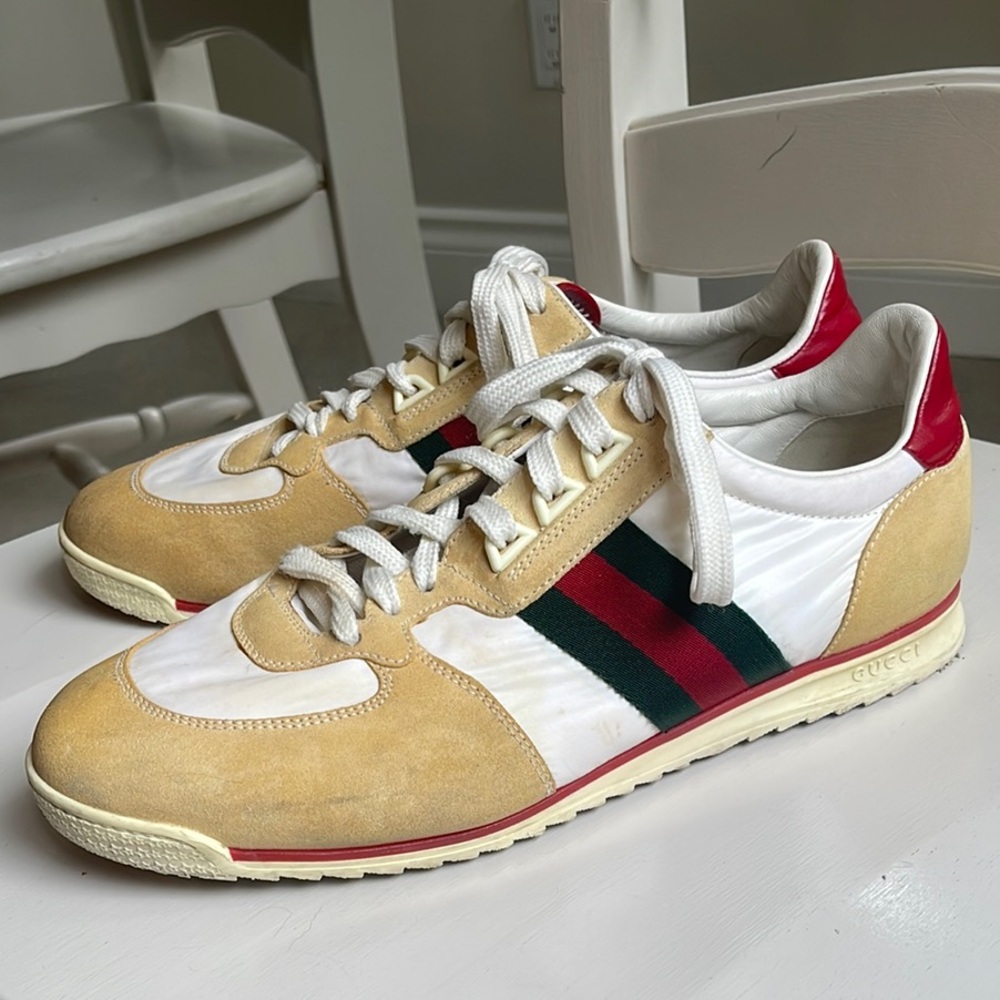 Gucci Men's Beige and White Sneakers